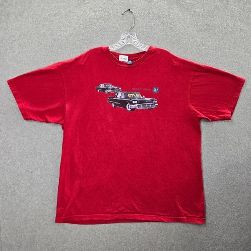 VINTAGE GAP Men Shirt XL Red Classic Cars Made In USA‎ Short Sleeve Tee